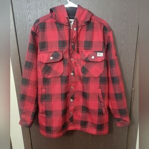 Red and Black Plaid Hooded Jacket
